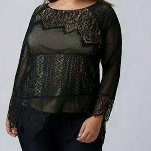 Lane Bryant Sexy Black Lace Top